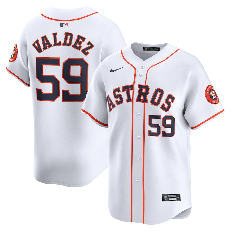 Men Houston Astros #59 Framber Valdez Nike White Home Limited Player MLB Jersey